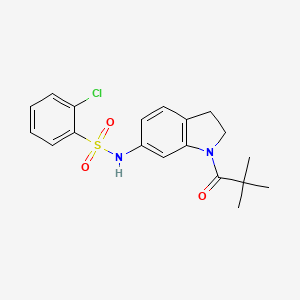 molecular formula C19H21ClN2O3S B3400362 2-chloro-N-(1-pivaloylindolin-6-yl)benzenesulfonamide CAS No. 1040659-66-2