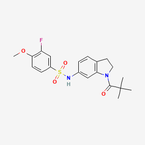 molecular formula C20H23FN2O4S B3400369 3-fluoro-4-methoxy-N-(1-pivaloylindolin-6-yl)benzenesulfonamide CAS No. 1040659-86-6