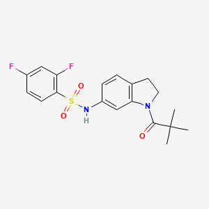 molecular formula C19H20F2N2O3S B3400371 2,4-difluoro-N-(1-pivaloylindolin-6-yl)benzenesulfonamide CAS No. 1040660-07-8