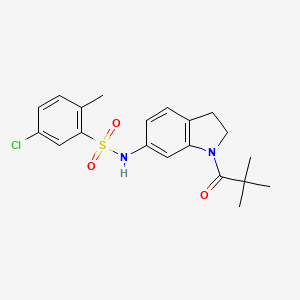 molecular formula C20H23ClN2O3S B3400377 5-chloro-2-methyl-N-(1-pivaloylindolin-6-yl)benzenesulfonamide CAS No. 1040660-49-8