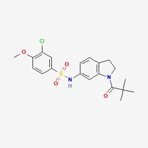 molecular formula C20H23ClN2O4S B3400378 3-chloro-4-methoxy-N-(1-pivaloylindolin-6-yl)benzenesulfonamide CAS No. 1040660-55-6