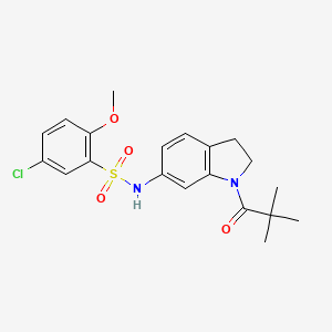 molecular formula C20H23ClN2O4S B3400379 5-chloro-2-methoxy-N-(1-pivaloylindolin-6-yl)benzenesulfonamide CAS No. 1040660-61-4