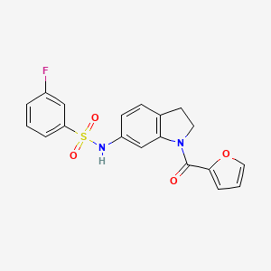 molecular formula C19H15FN2O4S B3400404 3-fluoro-N-(1-(furan-2-carbonyl)indolin-6-yl)benzenesulfonamide CAS No. 1040661-49-1