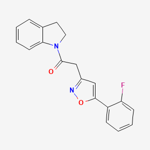 molecular formula C19H15FN2O2 B3400407 2-(5-(2-Fluorophenyl)isoxazol-3-yl)-1-(indolin-1-yl)ethanone CAS No. 1040661-68-4