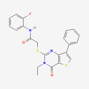 molecular formula C22H18FN3O2S2 B3400420 2-[(3-ethyl-4-oxo-7-phenyl-3,4-dihydrothieno[3,2-d]pyrimidin-2-yl)thio]-N-(2-fluorophenyl)acetamide CAS No. 1040661-87-7