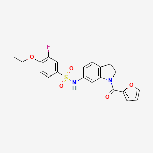 molecular formula C21H19FN2O5S B3400424 4-ethoxy-3-fluoro-N-(1-(furan-2-carbonyl)indolin-6-yl)benzenesulfonamide CAS No. 1040661-91-3