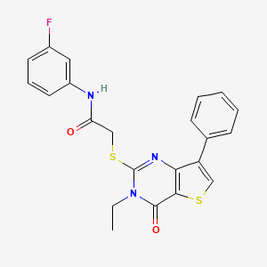 molecular formula C22H18FN3O2S2 B3400430 2-[(3-ethyl-4-oxo-7-phenyl-3,4-dihydrothieno[3,2-d]pyrimidin-2-yl)thio]-N-(3-fluorophenyl)acetamide CAS No. 1040661-93-5