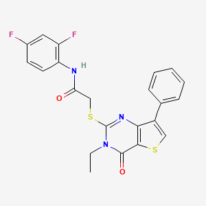 molecular formula C22H17F2N3O2S2 B3400448 N-(2,4-difluorophenyl)-2-[(3-ethyl-4-oxo-7-phenyl-3,4-dihydrothieno[3,2-d]pyrimidin-2-yl)thio]acetamide CAS No. 1040662-07-4