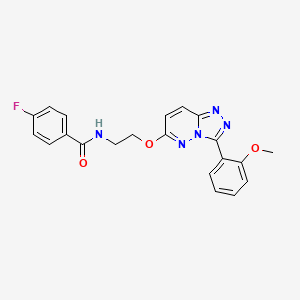 molecular formula C21H18FN5O3 B3400465 4-fluoro-N-(2-{[3-(2-methoxyphenyl)-[1,2,4]triazolo[4,3-b]pyridazin-6-yl]oxy}ethyl)benzamide CAS No. 1040662-38-1