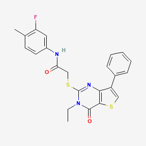 molecular formula C23H20FN3O2S2 B3400473 2-[(3-ethyl-4-oxo-7-phenyl-3,4-dihydrothieno[3,2-d]pyrimidin-2-yl)thio]-N-(3-fluoro-4-methylphenyl)acetamide CAS No. 1040662-41-6