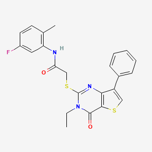molecular formula C23H20FN3O2S2 B3400486 2-[(3-ethyl-4-oxo-7-phenyl-3,4-dihydrothieno[3,2-d]pyrimidin-2-yl)thio]-N-(5-fluoro-2-methylphenyl)acetamide CAS No. 1040662-48-3
