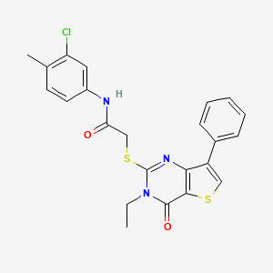 molecular formula C23H20ClN3O2S2 B3400498 N-(3-chloro-4-methylphenyl)-2-[(3-ethyl-4-oxo-7-phenyl-3,4-dihydrothieno[3,2-d]pyrimidin-2-yl)thio]acetamide CAS No. 1040662-55-2