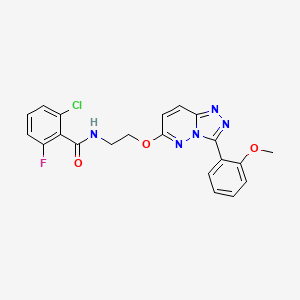 molecular formula C21H17ClFN5O3 B3400519 2-chloro-6-fluoro-N-(2-{[3-(2-methoxyphenyl)-[1,2,4]triazolo[4,3-b]pyridazin-6-yl]oxy}ethyl)benzamide CAS No. 1040662-73-4