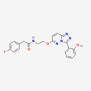 molecular formula C22H20FN5O3 B3400526 2-(4-fluorophenyl)-N-(2-{[3-(2-methoxyphenyl)-[1,2,4]triazolo[4,3-b]pyridazin-6-yl]oxy}ethyl)acetamide CAS No. 1040662-96-1