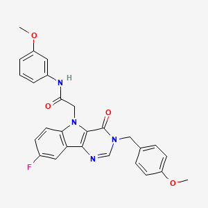 molecular formula C27H23FN4O4 B3400531 2-(8-fluoro-3-(4-methoxybenzyl)-4-oxo-3H-pyrimido[5,4-b]indol-5(4H)-yl)-N-(3-methoxyphenyl)acetamide CAS No. 1040663-16-8