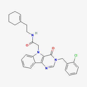 molecular formula C27H27ClN4O2 B3400558 2-(3-(2-chlorobenzyl)-4-oxo-3H-pyrimido[5,4-b]indol-5(4H)-yl)-N-(2-(cyclohex-1-en-1-yl)ethyl)acetamide CAS No. 1040663-32-8