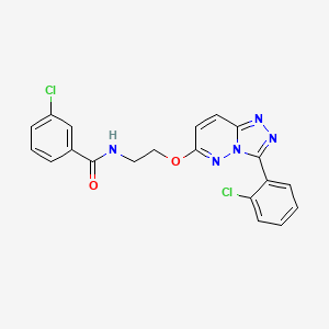 molecular formula C20H15Cl2N5O2 B3400571 3-chloro-N-(2-{[3-(2-chlorophenyl)-[1,2,4]triazolo[4,3-b]pyridazin-6-yl]oxy}ethyl)benzamide CAS No. 1040663-36-2