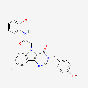 2-(8-fluoro-3-(4-methoxybenzyl)-4-oxo-3H-pyrimido[5,4-b]indol-5(4H)-yl)-N-(2-methoxyphenyl)acetamide