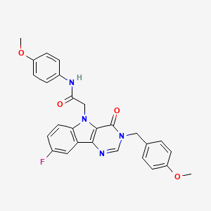 molecular formula C27H23FN4O4 B3400576 2-(8-fluoro-3-(4-methoxybenzyl)-4-oxo-3H-pyrimido[5,4-b]indol-5(4H)-yl)-N-(4-methoxyphenyl)acetamide CAS No. 1040663-48-6