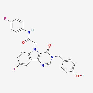 molecular formula C26H20F2N4O3 B3400580 2-(8-fluoro-3-(4-methoxybenzyl)-4-oxo-3H-pyrimido[5,4-b]indol-5(4H)-yl)-N-(4-fluorophenyl)acetamide CAS No. 1040663-56-6