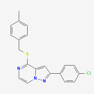 molecular formula C20H16ClN3S B3400583 2-(4-Chlorophenyl)-4-[(4-methylbenzyl)thio]pyrazolo[1,5-a]pyrazine CAS No. 1040663-58-8