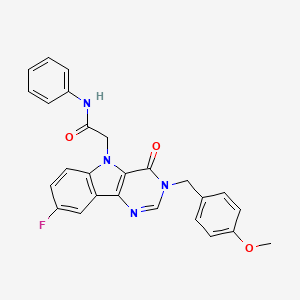 2-(8-fluoro-3-(4-methoxybenzyl)-4-oxo-3H-pyrimido[5,4-b]indol-5(4H)-yl)-N-phenylacetamide