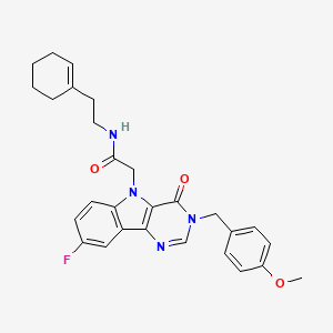molecular formula C28H29FN4O3 B3400594 N-(2-(cyclohex-1-en-1-yl)ethyl)-2-(8-fluoro-3-(4-methoxybenzyl)-4-oxo-3H-pyrimido[5,4-b]indol-5(4H)-yl)acetamide CAS No. 1040663-72-6