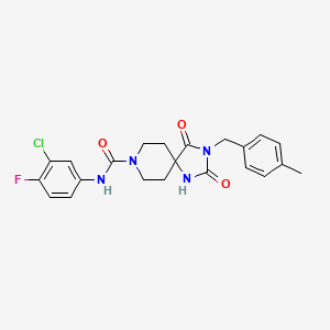 molecular formula C22H22ClFN4O3 B3400617 N-(3-chloro-4-fluorophenyl)-3-(4-methylbenzyl)-2,4-dioxo-1,3,8-triazaspiro[4.5]decane-8-carboxamide CAS No. 1040664-16-1