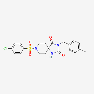molecular formula C21H22ClN3O4S B3400626 8-(4-Chlorobenzenesulfonyl)-3-[(4-methylphenyl)methyl]-1,3,8-triazaspiro[4.5]decane-2,4-dione CAS No. 1040664-46-7