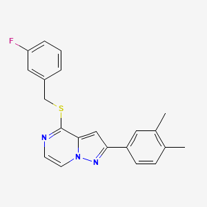 molecular formula C21H18FN3S B3400629 2-(3,4-Dimethylphenyl)-4-[(3-fluorobenzyl)thio]pyrazolo[1,5-a]pyrazine CAS No. 1040664-58-1