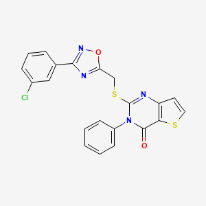 molecular formula C21H13ClN4O2S2 B3400671 2-(((3-(3-chlorophenyl)-1,2,4-oxadiazol-5-yl)methyl)thio)-3-phenylthieno[3,2-d]pyrimidin-4(3H)-one CAS No. 1040665-89-1