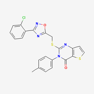 molecular formula C22H15ClN4O2S2 B3400703 2-(((3-(2-chlorophenyl)-1,2,4-oxadiazol-5-yl)methyl)thio)-3-(p-tolyl)thieno[3,2-d]pyrimidin-4(3H)-one CAS No. 1040666-73-6