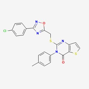 molecular formula C22H15ClN4O2S2 B3400707 2-(((3-(4-chlorophenyl)-1,2,4-oxadiazol-5-yl)methyl)thio)-3-(p-tolyl)thieno[3,2-d]pyrimidin-4(3H)-one CAS No. 1040666-80-5