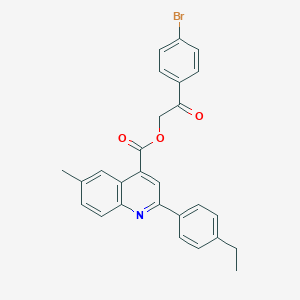 molecular formula C27H22BrNO3 B340071 2-(4-Bromophenyl)-2-oxoethyl 2-(4-ethylphenyl)-6-methylquinoline-4-carboxylate 