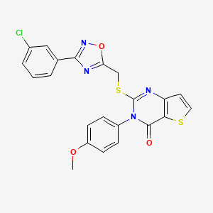molecular formula C22H15ClN4O3S2 B3400714 2-(((3-(3-chlorophenyl)-1,2,4-oxadiazol-5-yl)methyl)thio)-3-(4-methoxyphenyl)thieno[3,2-d]pyrimidin-4(3H)-one CAS No. 1040667-59-1