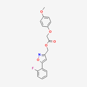 molecular formula C19H16FNO5 B3400746 (5-(2-Fluorophenyl)isoxazol-3-yl)methyl 2-(4-methoxyphenoxy)acetate CAS No. 1040668-39-0