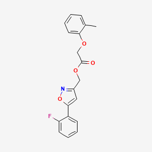 molecular formula C19H16FNO4 B3400748 (5-(2-Fluorophenyl)isoxazol-3-yl)methyl 2-(o-tolyloxy)acetate CAS No. 1040668-45-8