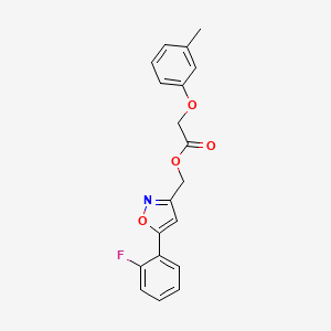 molecular formula C19H16FNO4 B3400755 (5-(2-Fluorophenyl)isoxazol-3-yl)methyl 2-(m-tolyloxy)acetate CAS No. 1040668-51-6