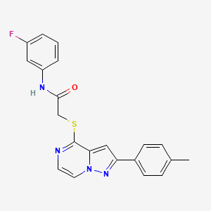 molecular formula C21H17FN4OS B3400780 N-(3-fluorophenyl)-2-{[2-(4-methylphenyl)pyrazolo[1,5-a]pyrazin-4-yl]thio}acetamide CAS No. 1040668-68-5