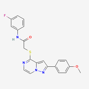 molecular formula C21H17FN4O2S B3400781 N-(3-fluorophenyl)-2-{[2-(4-methoxyphenyl)pyrazolo[1,5-a]pyrazin-4-yl]sulfanyl}acetamide CAS No. 1040668-92-5
