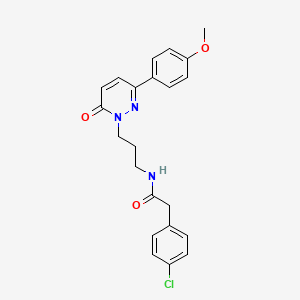 molecular formula C22H22ClN3O3 B3400786 2-(4-chlorophenyl)-N-(3-(3-(4-methoxyphenyl)-6-oxopyridazin-1(6H)-yl)propyl)acetamide CAS No. 1040668-94-7
