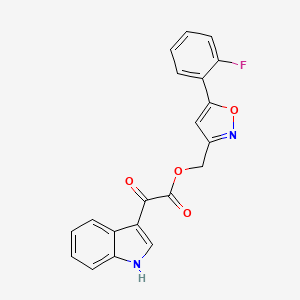 molecular formula C20H13FN2O4 B3400791 (5-(2-fluorophenyl)isoxazol-3-yl)methyl 2-(1H-indol-3-yl)-2-oxoacetate CAS No. 1040668-95-8