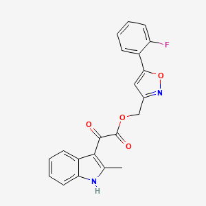 molecular formula C21H15FN2O4 B3400795 (5-(2-fluorophenyl)isoxazol-3-yl)methyl 2-(2-methyl-1H-indol-3-yl)-2-oxoacetate CAS No. 1040669-01-9