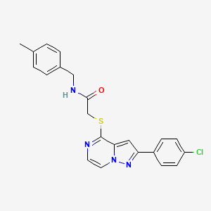 molecular formula C22H19ClN4OS B3400818 2-{[2-(4-chlorophenyl)pyrazolo[1,5-a]pyrazin-4-yl]thio}-N-(4-methylbenzyl)acetamide CAS No. 1040669-22-4