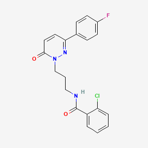molecular formula C20H17ClFN3O2 B3400840 2-chloro-N-(3-(3-(4-fluorophenyl)-6-oxopyridazin-1(6H)-yl)propyl)benzamide CAS No. 1040669-43-9
