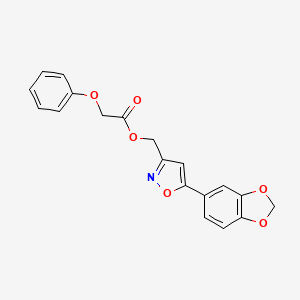 molecular formula C19H15NO6 B3400850 (5-(Benzo[d][1,3]dioxol-5-yl)isoxazol-3-yl)methyl 2-phenoxyacetate CAS No. 1040669-56-4