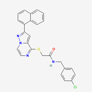 molecular formula C25H19ClN4OS B3400858 N-(4-chlorobenzyl)-2-{[2-(1-naphthyl)pyrazolo[1,5-a]pyrazin-4-yl]thio}acetamide CAS No. 1040669-59-7
