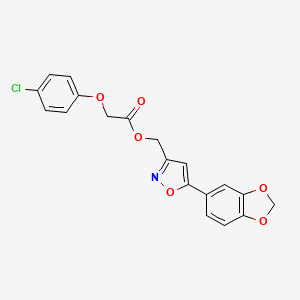 molecular formula C19H14ClNO6 B3400861 (5-(Benzo[d][1,3]dioxol-5-yl)isoxazol-3-yl)methyl 2-(4-chlorophenoxy)acetate CAS No. 1040669-62-2