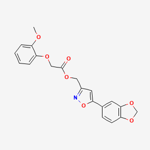 molecular formula C20H17NO7 B3400869 (5-(Benzo[d][1,3]dioxol-5-yl)isoxazol-3-yl)methyl 2-(2-methoxyphenoxy)acetate CAS No. 1040669-74-6