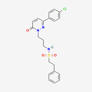 molecular formula C21H22ClN3O3S B3400873 N-(3-(3-(4-chlorophenyl)-6-oxopyridazin-1(6H)-yl)propyl)-2-phenylethanesulfonamide CAS No. 1040669-78-0